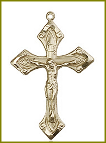 1-1/8" Solid 14kt Gold Crucifix, Free Chain, # 45608