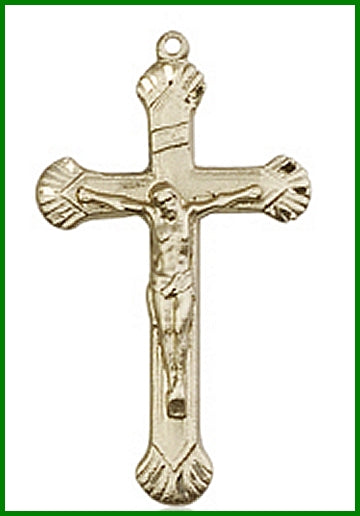 1-1/8" Solid 14kt Gold Crucifix, Free Chain, # 45610