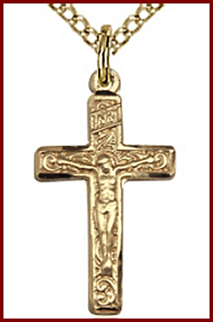 3/4" 14kt Gold Filled, Crucifix, your choice of chain, # 45617