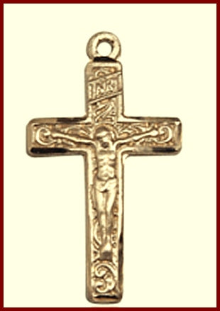 3/4" Solid 18kt Gold Crucifix, Free Chain, # 45619