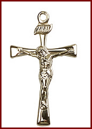 1-1/8" Solid 14kt Gold Crucifix, Free Chain, # 45629