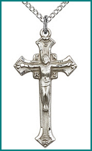 1-1/8" Sterling Silver Crucifix, your choice of chain, # 45638