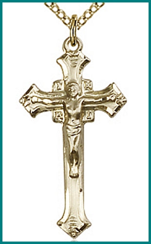 1-1/8" 14kt Gold Filled Crucifix, your choice of chain, # 45639