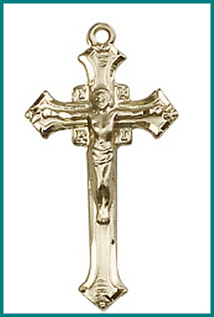 1-1/8" Solid 14kt Gold Crucifix, Free Chain, # 45640