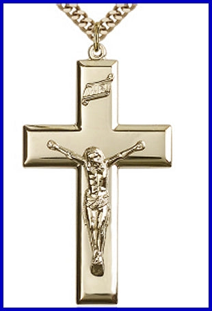 1-7/8" 14kt Gold Filled Crucifix, your choice of chain, # 45643