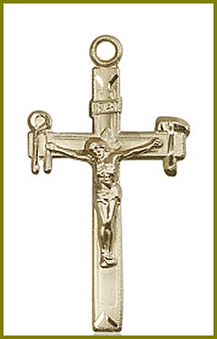 1-3/8" La Salette Crucifix in Solid 14kt Gold, Free Chain, # 45648