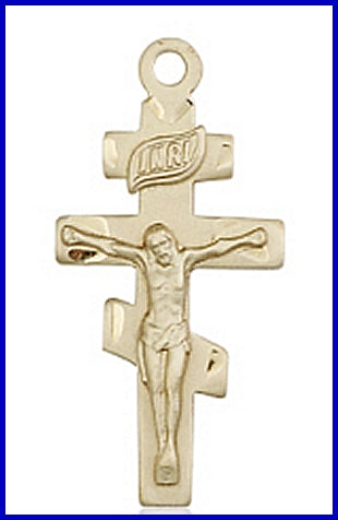 1" Crucifix in Solid 14kt Gold, Free Chain, # 45673