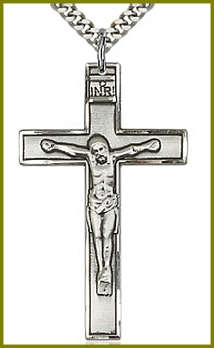 1-3/4" Crucifix in Sterling Silver, your choice of chain, # 45694