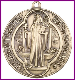 Keychain, Bronze Oxide, St. Benedict, 1-5/8", # 45725