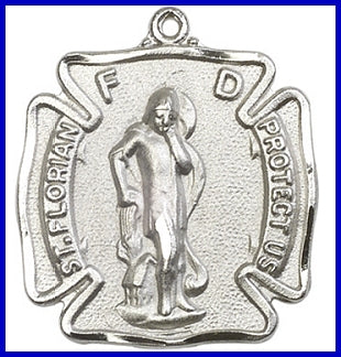 Keychain, Silver Oxide, St. Florian, 1-1/8", # 45735