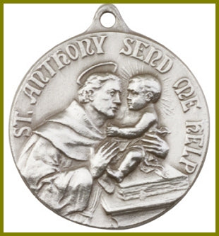 Keychain, Silver Oxide, St. Anthony, 1-3/8", # 45741