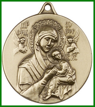 Keychain, Bronze Oxide, Our Lady of Perpetual Help, 1-3/8", # 45742