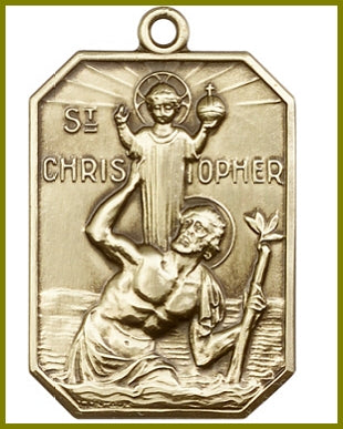 Keychain, Bronze Oxide Finish, St. Christopher, 1-1/2", # 45746