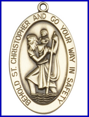 Keychain, Bronze Oxide Finish, St. Christopher, 1-5/8", # 45750