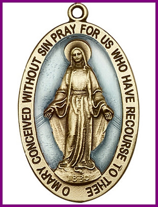 Keychain, Bronze Oxide Finish, Miraculous with Blue Enamel, 1-5/8", # 45751