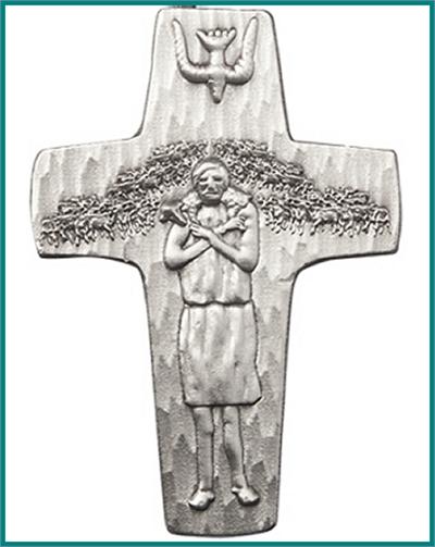Visor Clip, Silver Oxide Finish, Pope Francis Cross, 1-7/8", # 45758