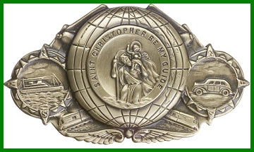 Visor Clip, Bronze Oxide Finish, St. Christopher, 1-3/8", # 45767
