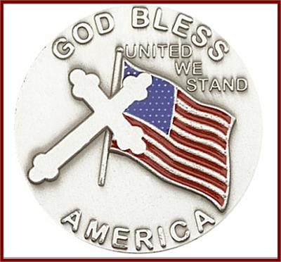 Visor Clip, Silver Oxide Finish, God Bless America, 1-3/8", # 45788