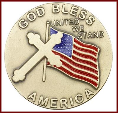 Visor Clip, Bronze Oxide Finish, God Bless America, 1-3/8", # 45789