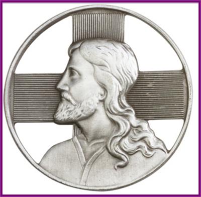 Visor Clip, Silver Oxide Finish, Jesus Portrait, 1-5/8", # 45796