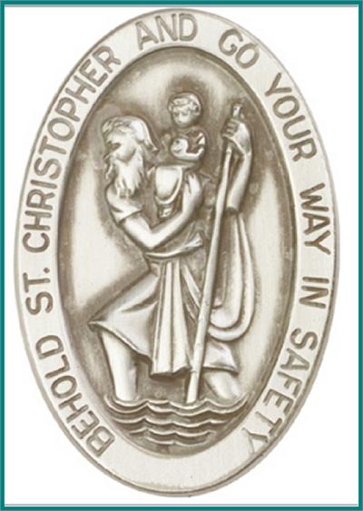 Visor Clip, Silver Oxide Finish, St. Christopher, 1-1/2" tall, # 45802
