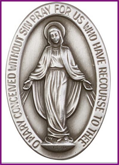 Visor Clip, Silver Oxide Finish, Miraculous Medal, 1-1/2" tall, # 45805