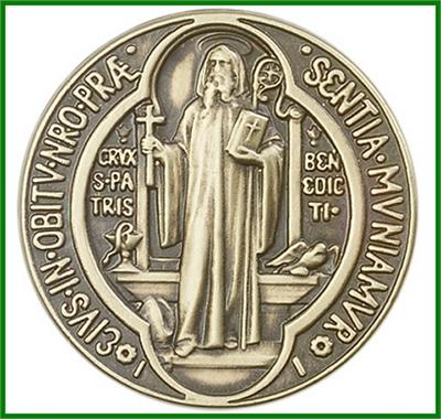 Visor Clip, Bronze Oxide Finish, St. Benedict, 1-1/2" tall, # 45808