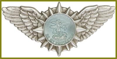Visor Clip, Silver Oxide Finish, Blue Enamel, St. Michael, 1-3/8" wide, # 45816