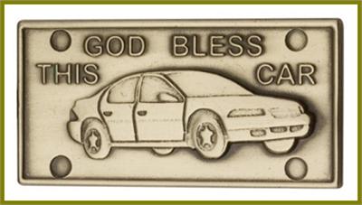 Visor Clip, Bronze Oxide Finish, God Bless This Car, 2-1/2" wide, # 45834