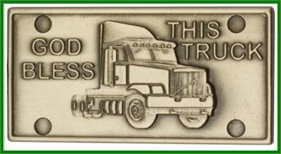 Visor Clip, Bronze Oxide Finish, God Bless This Truck, 2" wide, # 45835