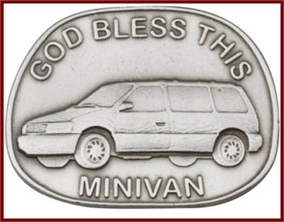 Visor Clip, Silver Oxide Finish, God Bless This Minivan, 1-1/2" wide, # 45844