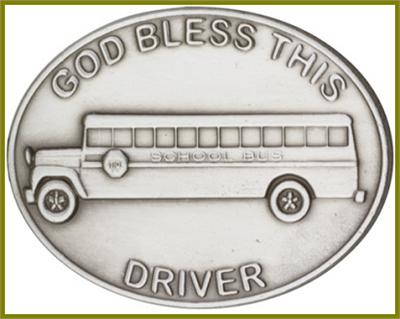 Visor Clip, Silver Oxide Finish, God Bless This (Bus) Driver, 1-1/2" wide, # 45846