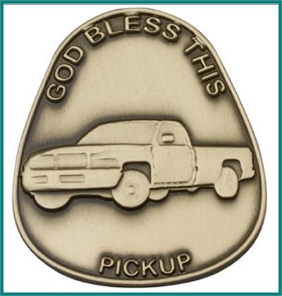 Visor Clip, Bronze Oxide Finish, God Bless This Pickup, 1-3/4" tall, # 45850