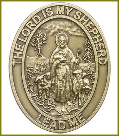 Visor Clip, Bronze Oxide Finish, The Lord is My Shepherd, 1-5/8" tall, # 45856