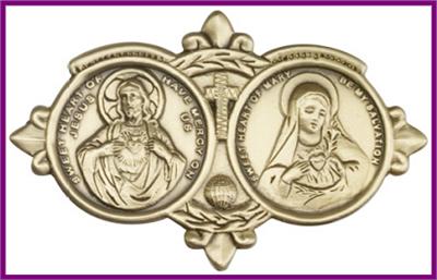 Visor Clip, Bronze Oxide Finish, Jesus / Mary, 3-1/8" wide, # 45864
