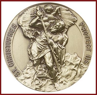 Visor Clip, Bronze Oxide Finish, St. Christopher, 1-1/2", # 45866