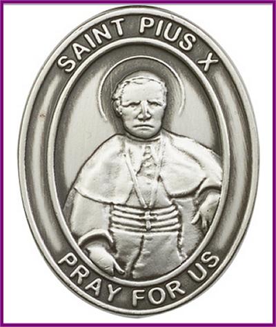 Visor Clip, Silver Oxide Finish, St Pius X, 1-5/8", # 45875