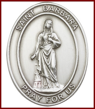 Visor Clip, Silver Oxide Finish, St. Barbara, 1-5/8", # 45889