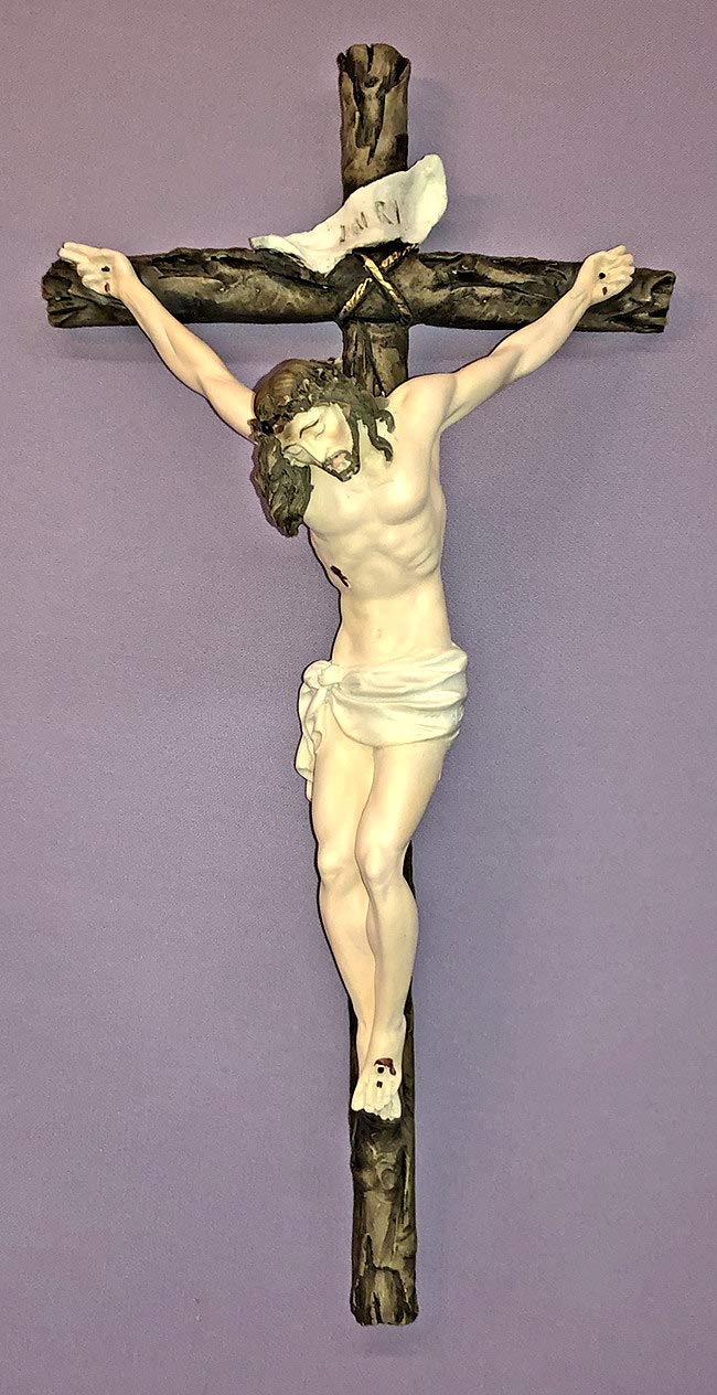 Ado Santini Hand-Painted Alabaster Crucifix, 16", # 66125