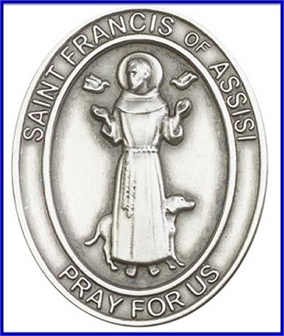 Visor Clip, Silver Oxide Finish, St. Francis of Assisi, 1-5/8", # 45908