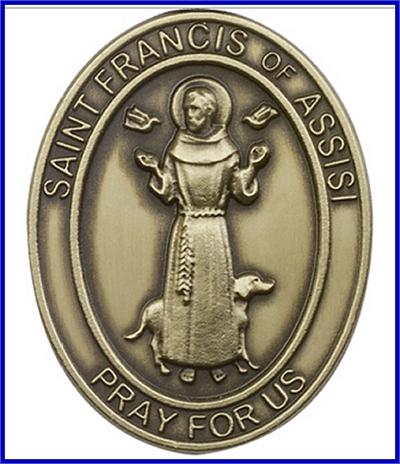 Visor Clip, Bronze Oxide Finish, St. Francis of Assisi, 1-5/8", # 45909