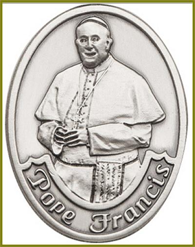 Visor Clip, Silver Oxide Finish, Pope Francis, 1-5/8", # 45916