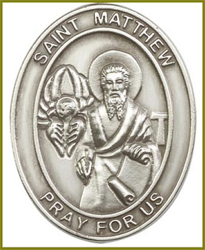 Visor Clip, Silver Oxide Finish, St. Matthew, 1-5/8", # 45927
