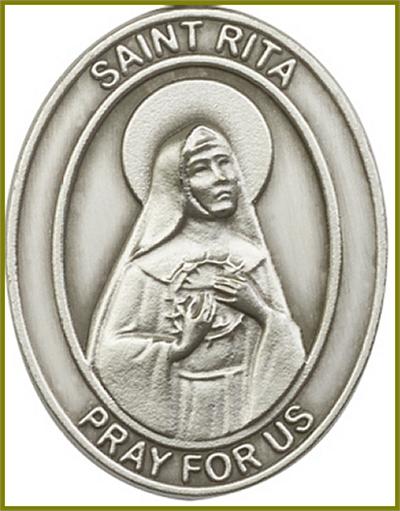 Visor Clip, Silver Oxide Finish, St. Rita, 1-5/8", # 45939