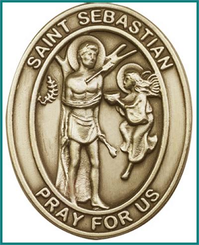 Visor Clip, Bronze Oxide Finish, St. Sebastian, 1-5/8", # 45944
