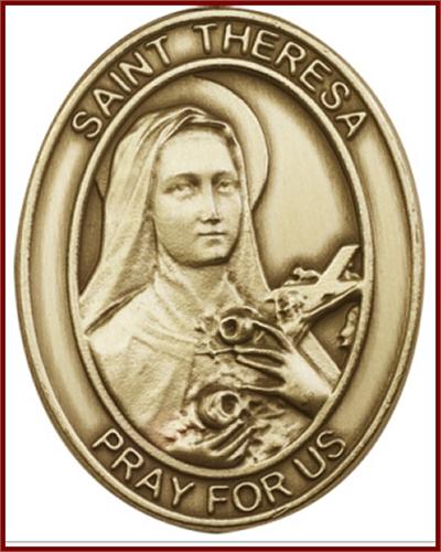 Visor Clip, Bronze Oxide Finish, St. Therese Lisieux, 1-5/8", # 45949
