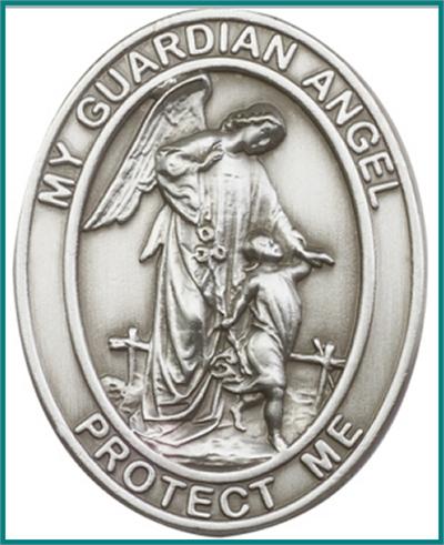 Visor Clip, Silver Oxide Finish, Guardian Angel, 1-5/8", # 45954