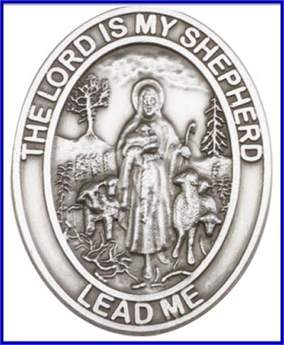 Visor Clip, Silver Oxide Finish, Lord is my Shepherd, 1-5/8", # 45956