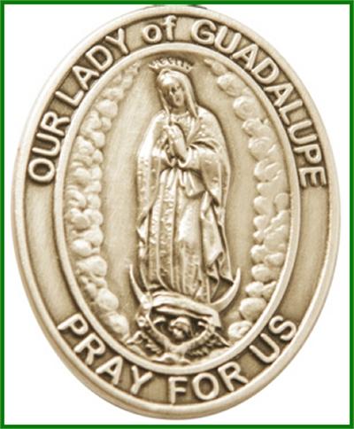 Visor Clip, Bronze Oxide Finish, Our Lady of Guadalupe, 1-5/8", # 45965