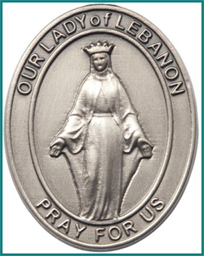 Visor Clip, Silver Oxide Finish, Our Lady of Lebanon, 1-5/8", # 45966